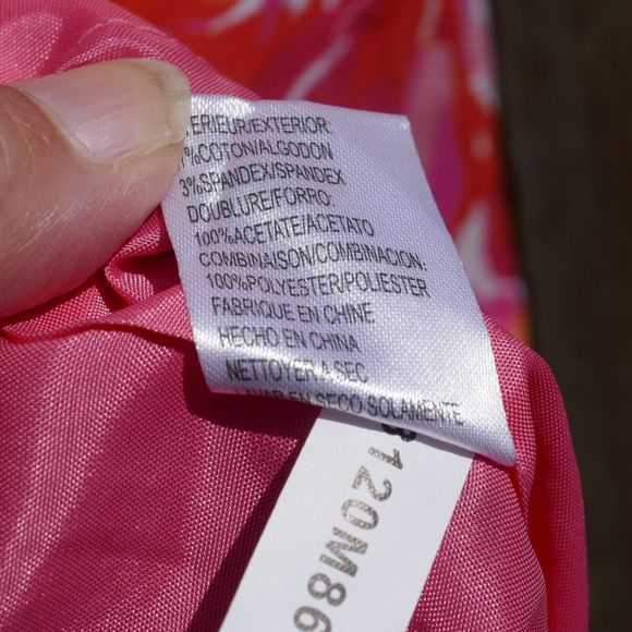 TAHARI ARTHUR S LEVINE Dress Size 6 Coral Flower Power Sheath Short Sleeve - Picture 5 of 8